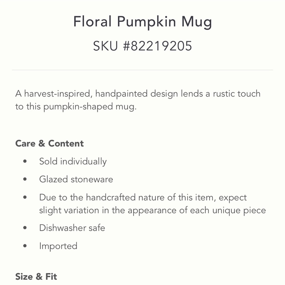 Anthropologie Floral Pumpkin- Shaped mug NWT in Wine - Picture 7 of 10